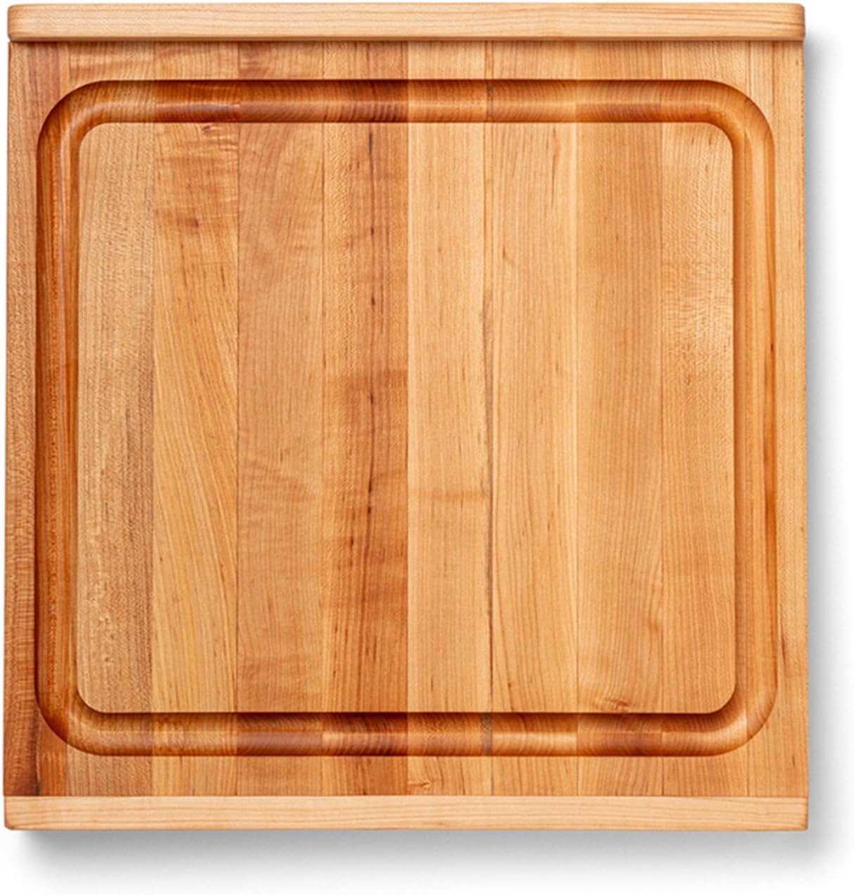 John Boos Countertop Series Rectangular Wooden Maple Cutting Board 17.75”x17.25” – 1.25” Thick, 13-lb Reversible Butcher Block with Juice Groove, Counter Lip & Edge-Grain – Made in the USA