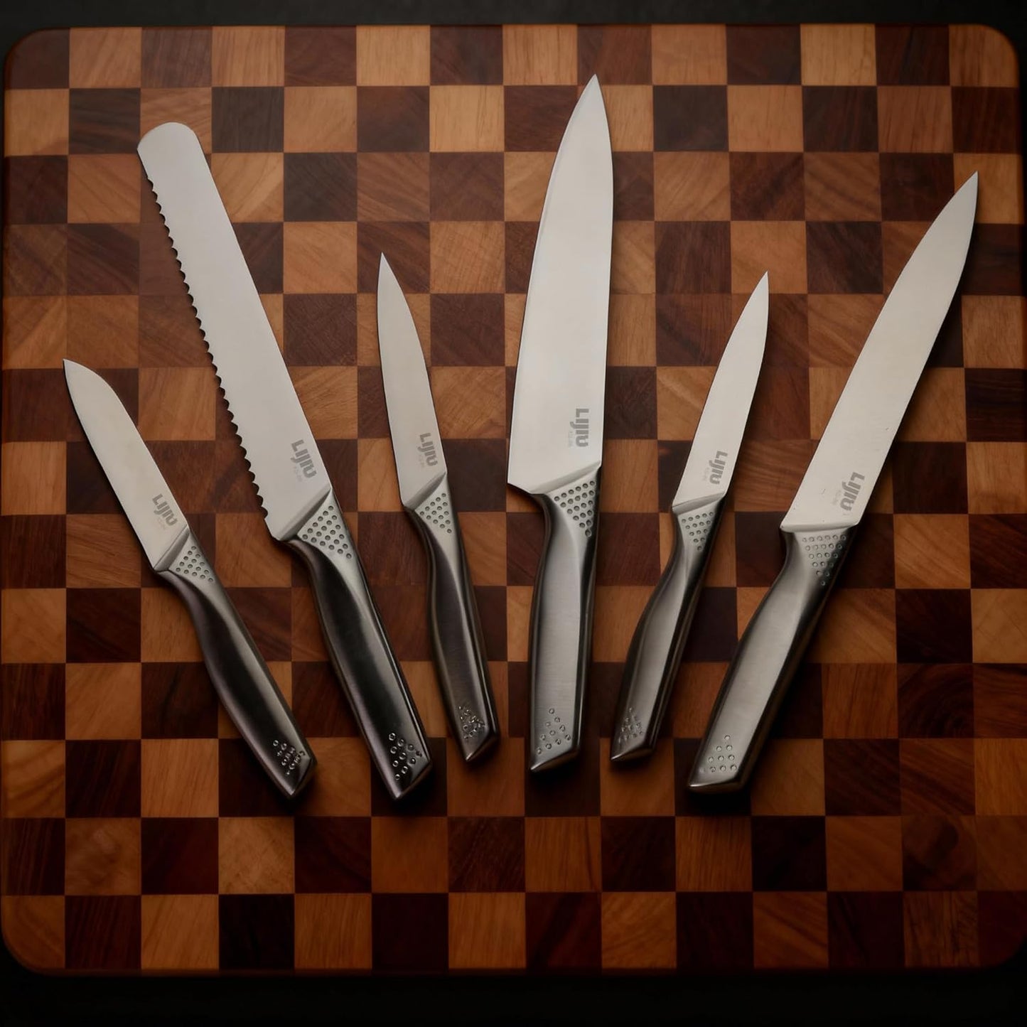 Kitchen Knife Set 7 Pcs & Horizontally Knives Case, Crafted from High Carbon 5Cr15Mov Stainless Steel and Food-Grade Polypropylene. (7)