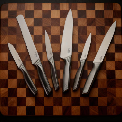 Kitchen Knife Set 7 Pcs & Horizontally Knives Case, Crafted from High Carbon 5Cr15Mov Stainless Steel and Food-Grade Polypropylene. (7)