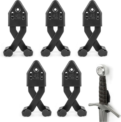 Mythrojan Metal Single Sword Wall Mount - 3 Inch Vertical Sword Display Hanger, Adjustable Multifunctional Wall Rack for Sword, Axe & Knives, Decorative Wall Decor (Small)