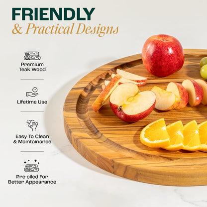 Yes4All Durable Acacia Cutting Boards for Kitchen, [17''Lx13''Wx1.5” Thick] Medium Edge Grain Cutting Board, Pre Oiled Wood Cutting Boards, Thick Chopping Board w/Juice Grooves and Easy Grip Handle