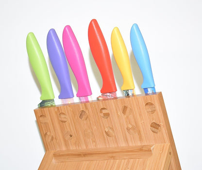 Magnetic Knife Block + Cutting Board - Knife holder and Storage Rack + Bamboo Butcher Block. Chopping board Meats, Cheese, Veggies (10"x 10") Kitchen Décor (Natural Bamboo, Without Knives)