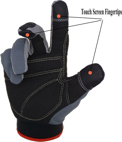HANDLANDY Work Gloves for Men & Women, Utility Mechanic Working Gloves Touch Screen, Flexible Gardening Gloves for Yard