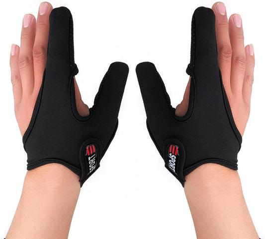 2-Pack Fishing Gloves (Left & Right Hand Set) | Two-Finger Anti-Cut Protector for Surf Casting & Fly Fishing | Non-Slip Breathable Finger Guard for Braid Line, Hooks & Fish Fin
