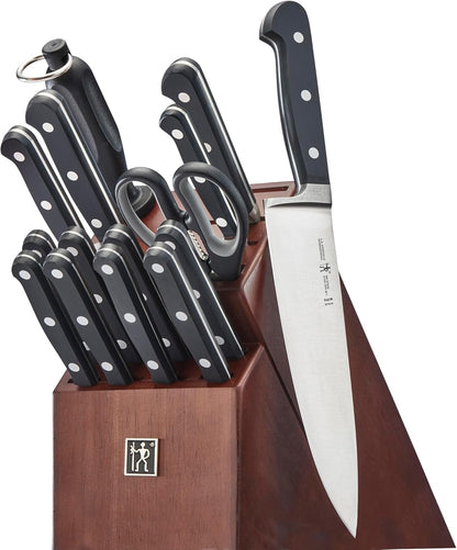 HENCKELS Classic Razor-Sharp 16-Piece Knife Block Set, Chef Knife, Bread Knife, German Engineered Informed by 100+ Years of Mastery