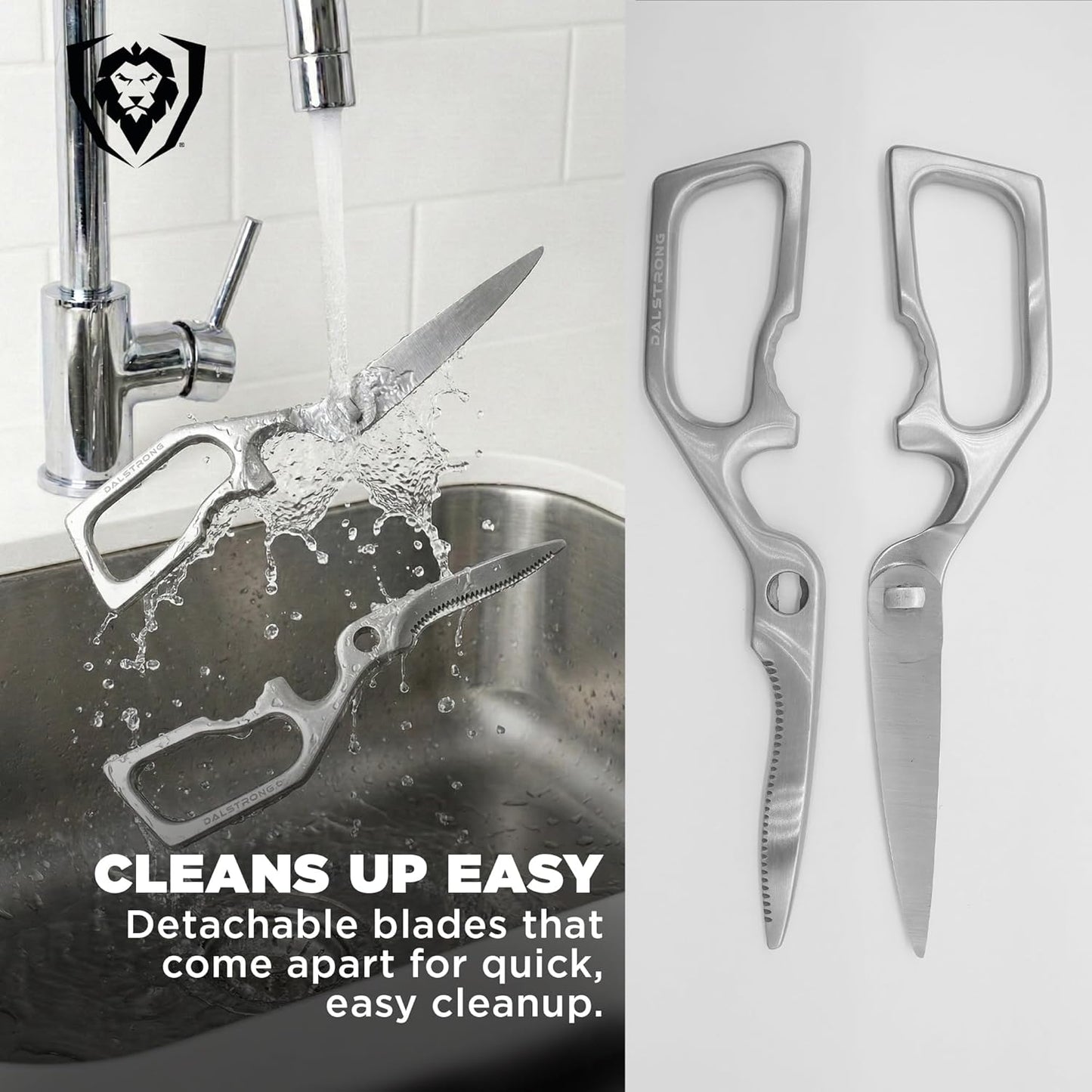 Dalstrong Kitchen Scissors All Purpose - Japanese Stainless Steel - Ambidextrous Kitchen Shears for Food - Detachable - Heavy Duty Scissors Sharp Scissor - Herbs, Pizza, Poultry Meat Cutting Scissors