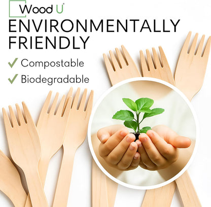 WoodU Disposable Wooden knives 100% All-Natural, Eco-Friendly, Biodegradable, and compostable knives - Pack of 100-6.5" Butter Cheese Knife Wooden Utensil