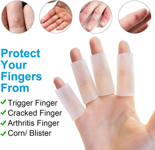 Sumifun Gel Finger Protector, 10 Pcs Silicone Finger Sleeves for Corns, Fingernails Loss, Friction Pain Relief, Blue
