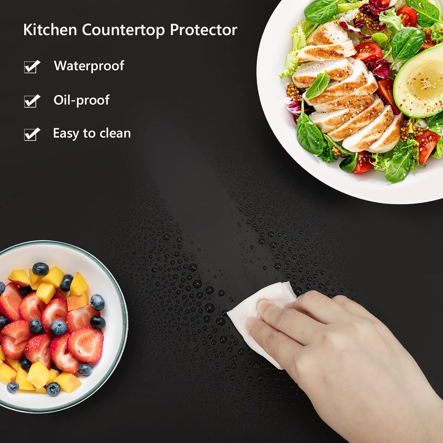 Gartful 25“x17”x0.03“ Silicone Mats for Kitchen Counter, Large Silicone Countertop Protector, Nonskid Heat Resistant Desk Saver Pad, Multipurpose Mat, Placemat, Dark Gray