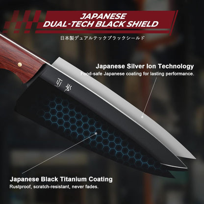 DRGSKL Boning Knife 7 inch - Brisket Trimming Knives for Meat Cutting, Black Butcher Slicing Knives with Full Tang Handle, Kitchen Fillet Knife for Birthday Dad Mom Gift