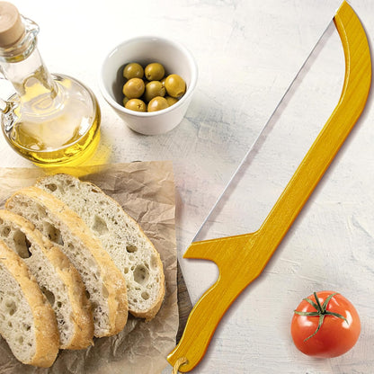 Bread Knife - for Homemade Bread, 14.5" Wooden Sourdough Bread Slicer with Bow Design, Premium Stainless Steel Serrated Saw Bread Cutter for Bagels, Baguettes (stainless steels)
