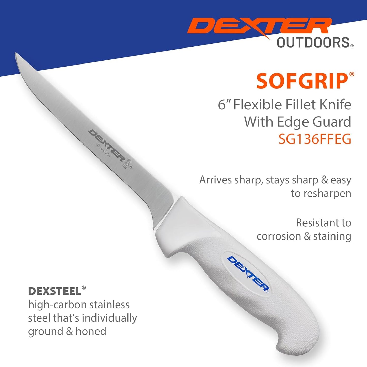 Dexter Outdoors 6" SOFGRIP Fillet Knife | Includes Edge Guard