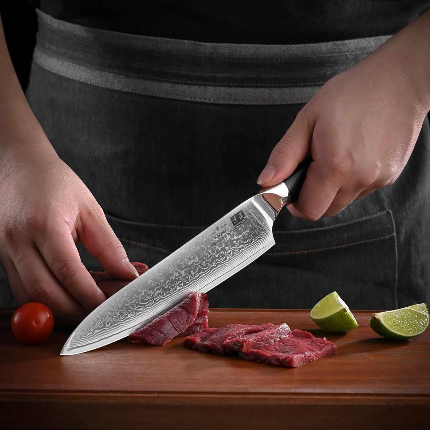 Chef Knife 8 Inch, Japanese Damascus Kitchen Knife Stainless Steel Cladding, Professional Ultra-Sharp Home Utility Knife with G10 Handle Gift Box (Chef Knife)