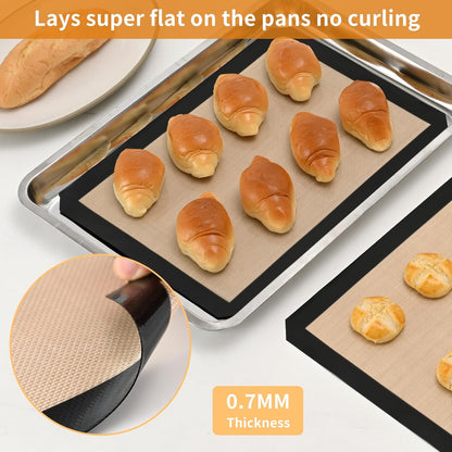 Luckyiren 2-Pack Silicone Baking Mats – Non-Stick Reusable BPA-Free Oven Liners, 100% Food-Grade Silicone, Fit Half Sheet Pans (16.54" x 11.62") for Cookies, Pastry & More