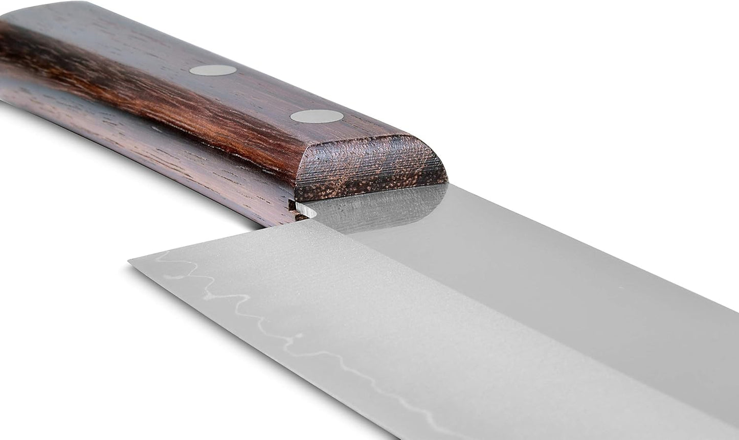 Seki Japan KANETSUGU Japanese Utility Petty Knife, AUS8 SUS410 Stainless Steel Fruit Knife, Rose Wood Handle, 90 mm (3.5 in), Made in Japan