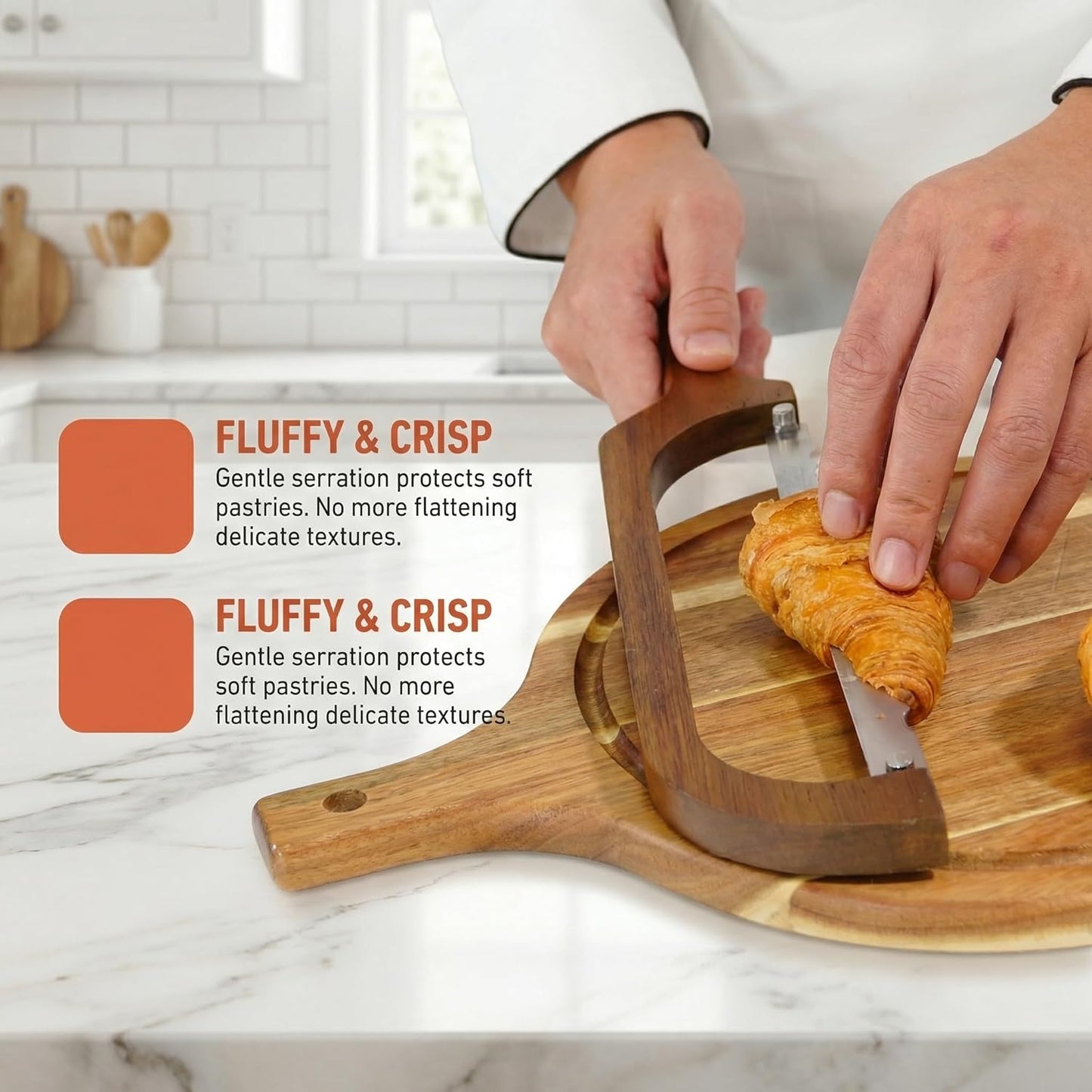 360° Rotatable Blade Wooden Bread Knife, Left-Hand Friendly, Bread Slicer, Bread Bow Saw