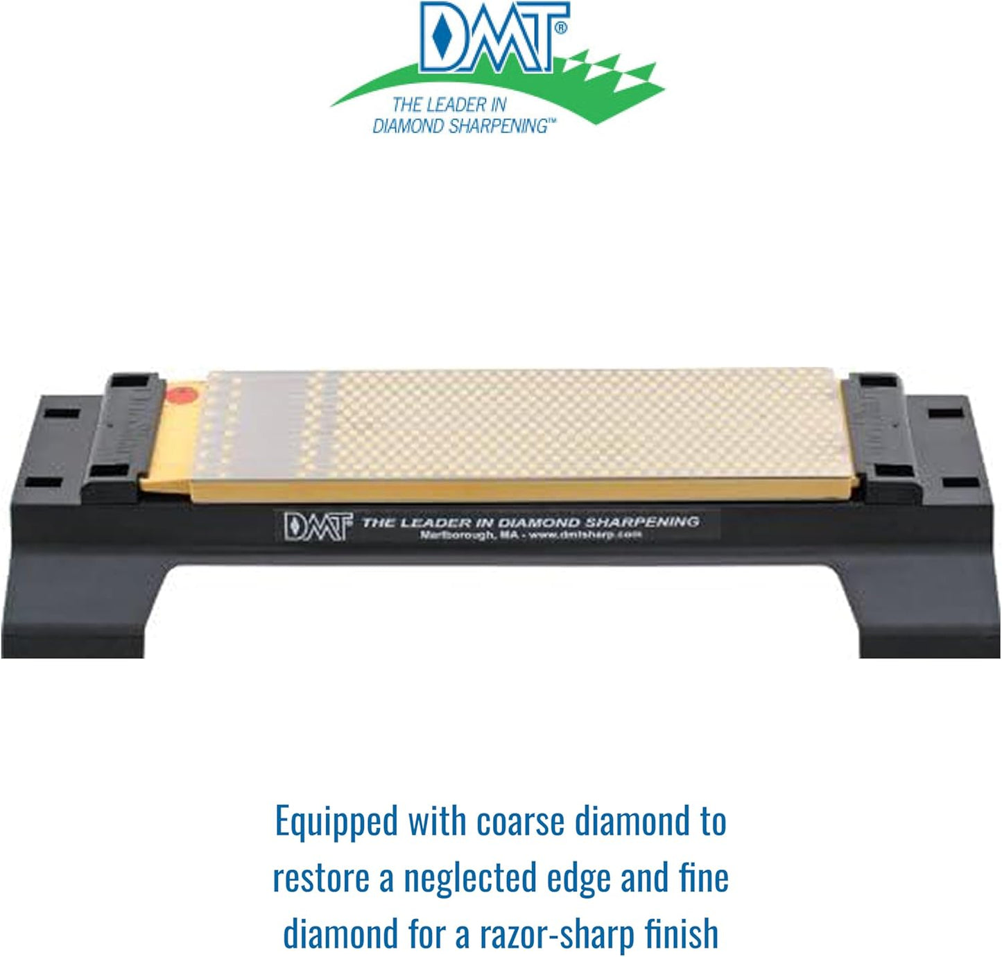 DMT WM8FC-WB DuoSharp Double-Sided Diamond Whetstone, Fine/Coarse (600/325) Diamond Sharpening Stone with Base, 8-Inch