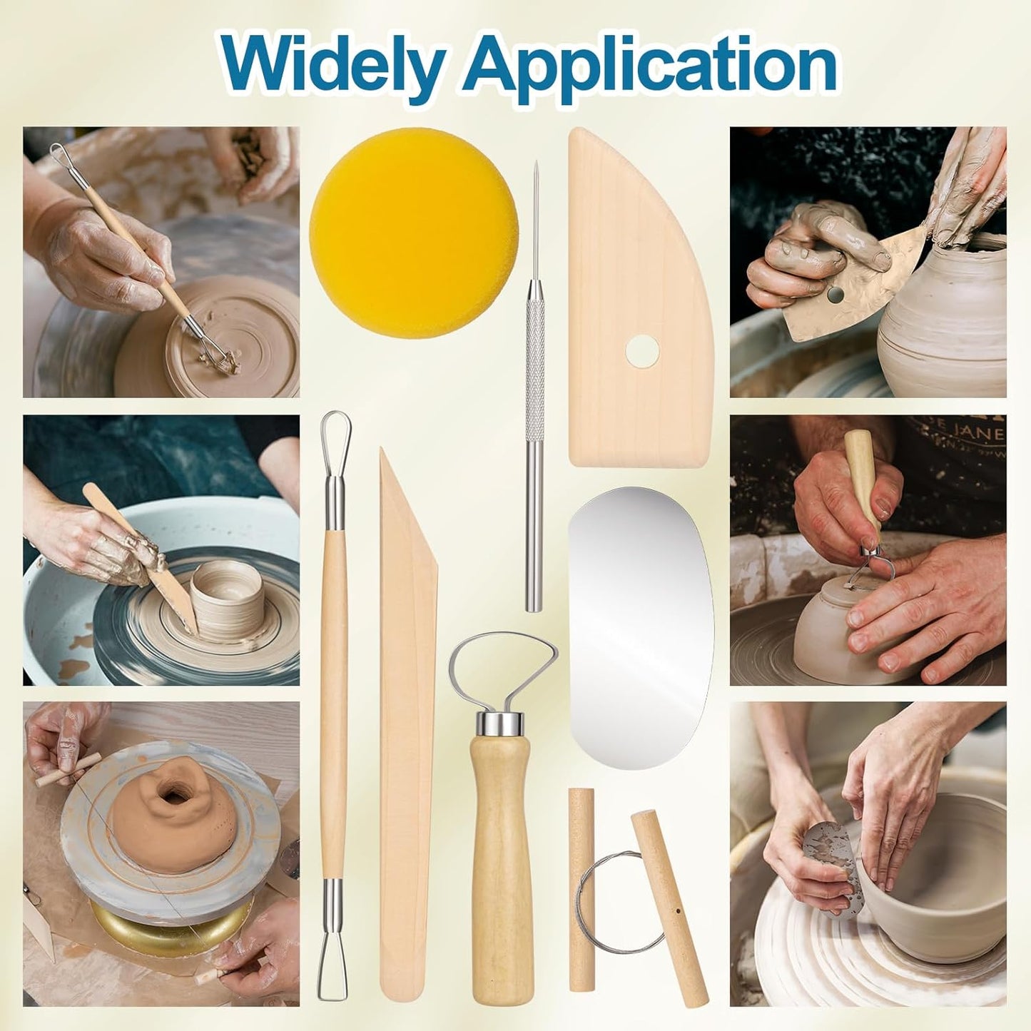 Amrules Clay Tools Kit, 12 PCS Polymer Clay Cutter Tools, Rectangle Shape Acrylic Press Board and Roller Pin Supplies Suitable for Shaping, Carving, Pottery Craft and DIY Projects
