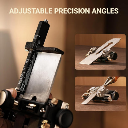 HONGDUI Chisel Sharpening Kit with Honing Guide, Sharpening Angle Fixture & Angle Gauge 15°-47°, Sharpener for 0.1"-3.2" Chisels, Planes, Woodworking Tool