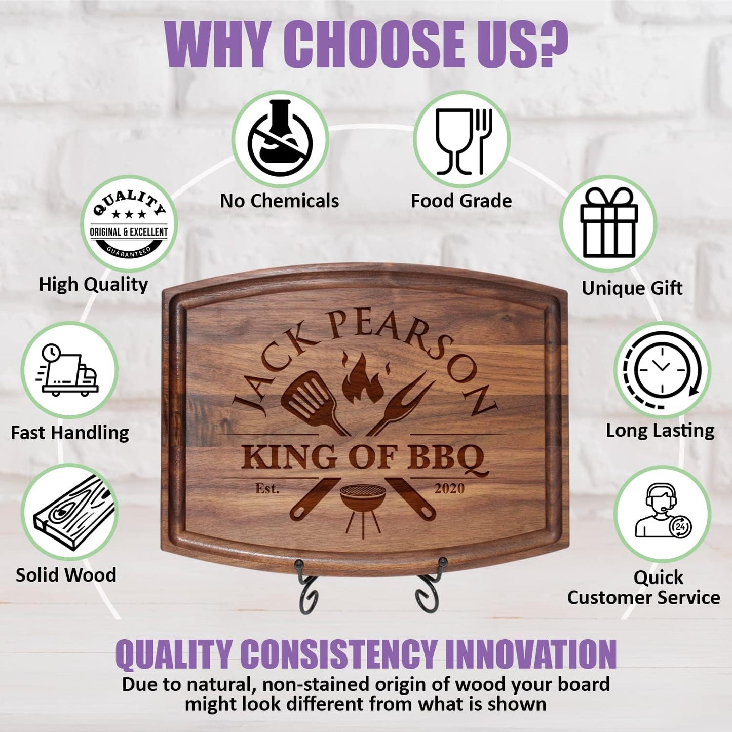 Personalized Gift for Men – Custom Engraved Cutting Board for Dad, Grandpa – Wood Grill Board for BBQ Lovers – Barbecue & Grilling Gift for Him – Perfect for Father’s Day, Anniversary or Birthday