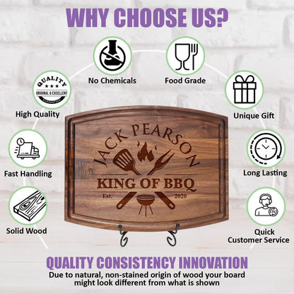 Personalized Gift for Men – Custom Engraved Cutting Board for Dad, Grandpa – Wood Grill Board for BBQ Lovers – Barbecue & Grilling Gift for Him – Perfect for Father’s Day, Anniversary or Birthday