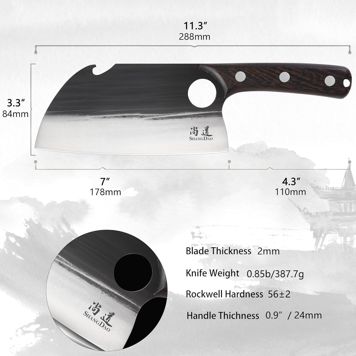 SHANGDAO Boning Knives, 6 ″ Viking Boning Knife for Meat Cutting, High-carbon steel Chopper Knife, Forged Blade & Wood Handle, Hand Forged Full Tang Knife