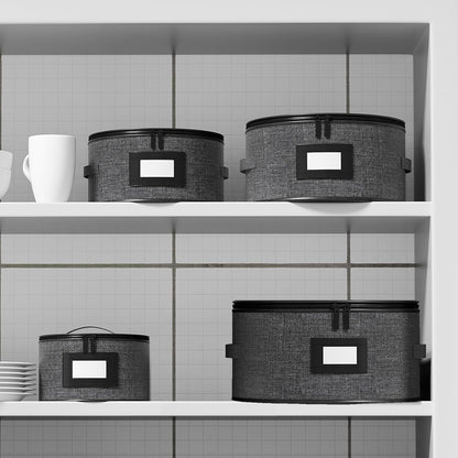 Aokeyee 2-Pack Silverware Storage Box, Sturdy Flatware Organizer with 5 Compartments & Adjustable Dividers, Utensil Case with Clear Lid & Handle for Knives, Forks & Spoons, Gray