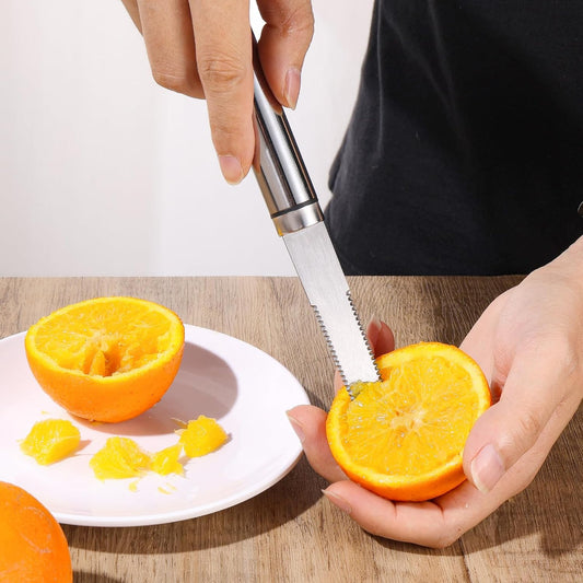 Giantree 2 Pcs Stainless Steel Citrus Knife, Curved Serrated Knife for Grapefruit, Orange, Lemon, Kiwi - Easy to Hang, Dishwasher Safe