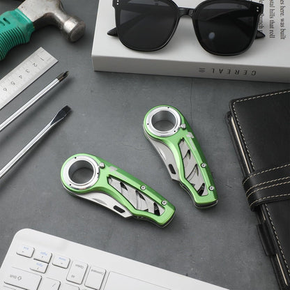 Tondiamo 4 Pcs Folding Pocket Utility Knife Heavy Duty Box Cutter Folding Razor Knife with Anti Slip Finger Loop Easy Change Blades 3 Lock Positions Design (Yellow,Red,Black,Green)