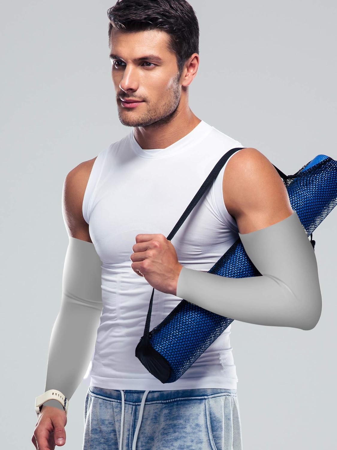 Bememo 16 Pairs Arm Sleeves for Men Women UV Protection Cooling Arm Sleeves Tattoo Sleeve Covers for Arms(Multicolor, Knitted Ice Silk)