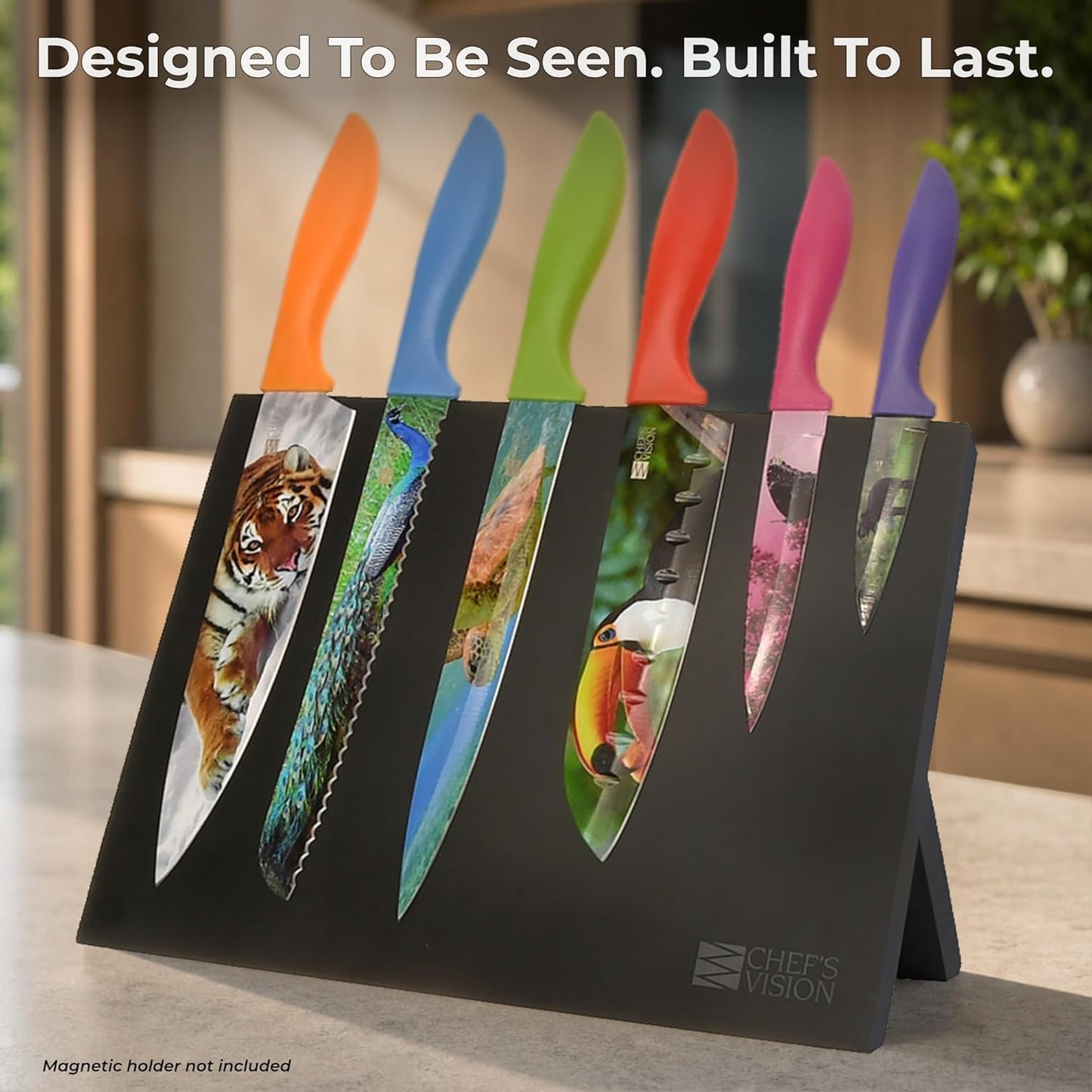 CHEF'S VISION Masterpiece Knife Set - 6-Piece Stainless Steel Cutting Knives Set for Kitchen - Stunning Artistic Designs, Great Gift for Women or Men - Unique Kitchen Knife Set Gift for Art Lovers