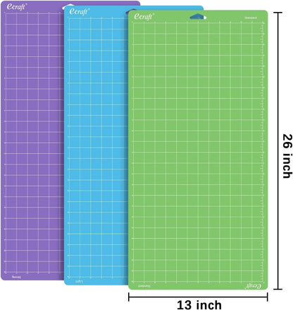 Ecraft 12x12 Cutting Mat 3-Pack, Strong/Standard/Light Adhesive, Compatible with Cricut Maker 3/Maker 4/Maker/Explore 3/4/Air 2/One, Variety Adhesive Sticky Cutting Mats Accessories