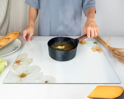 Kitchenville Glass Cutting Board 20”x16”: Tempered Glass Kitchen Counter Protector - Durable- Scratch-Resistant, Heat-Proof - Clear Design