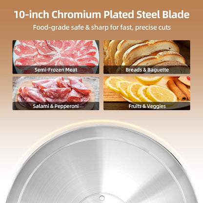 Meat Slicer, 200W Electric Meat Slicer Machine Food Slicer, Foldable Deli Meat Cutter With 2 Removable 7.5" Stainless Steel Blade, 0-15mm Adjustable Thickness For Home Use, Meat, Cheese, Bread