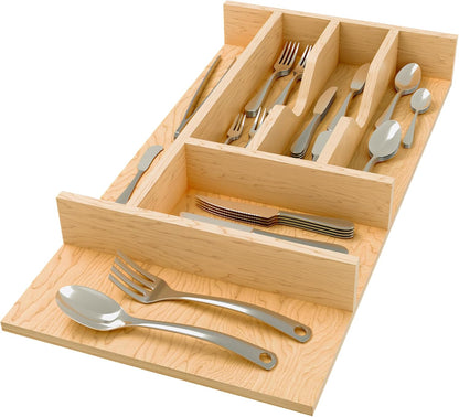 Rev-A-Shelf Natural Maple Right Size Utensil Insert Home Storage Kitchen Organizer 7 Compartment Drawer Accessory, 19 1/4" x 19 1/2", 4WCT-24SH-1