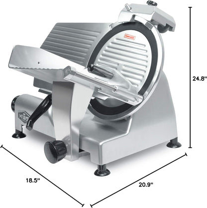 KWS MS-10XT Premium 320W Electric Meat Slicer 10-Inch in Red with Non-sticky Teflon Blade, Frozen Meat/Deli/Cheese/Food Slicer Low Noises Commercial and Home Use [ ETL, NSF Certified ]