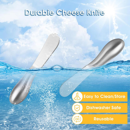 WLLHYF 8 Pcs Cheese Spreader Knives, Mini Cheese and Butter Spreader Knife Set Stainless Steel Sandwich Cream Cake Butter Knives for Christmas Thanksgiving Day