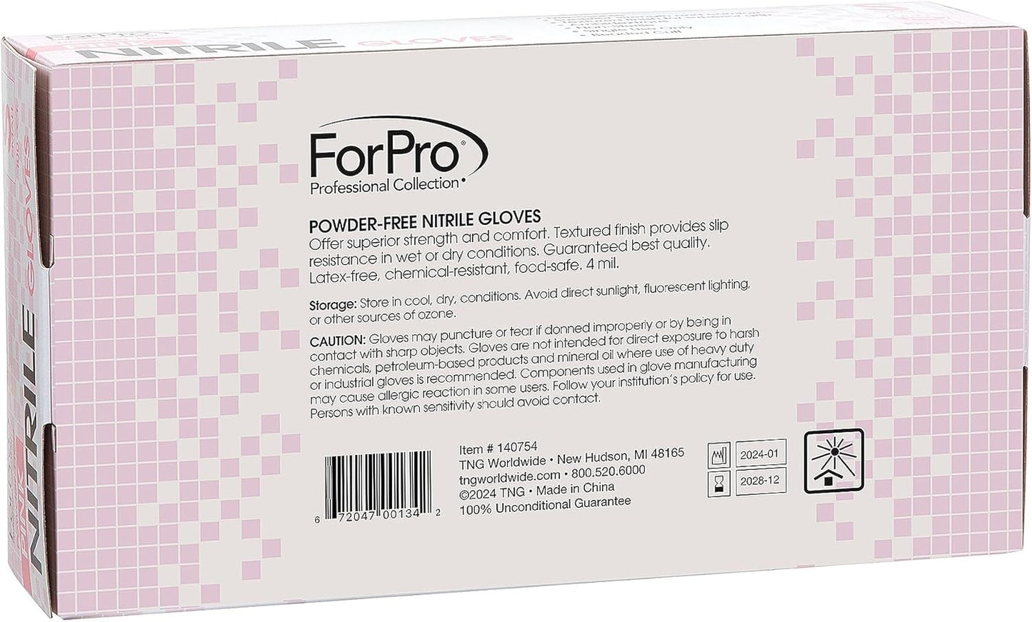 ForPro Disposable Nitrile Gloves, Chemical Resistant, Powder-Free, Latex-Free, Non-Sterile, Food Safe, 4 Mil