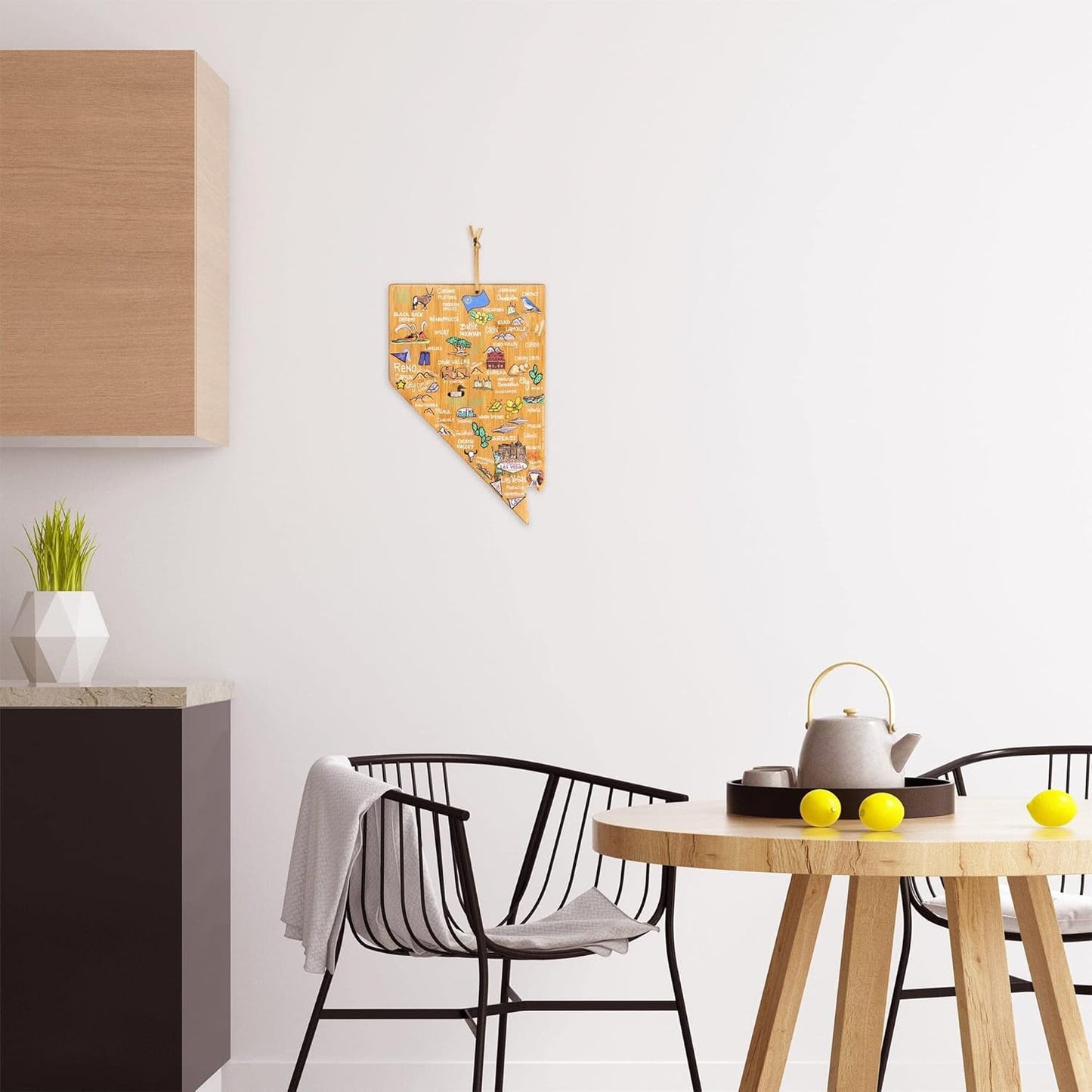 Totally Bamboo Tennessee State Shaped Cutting Board and Charcuterie Serving Platter with Artwork by Fish Kiss, Includes Hang Tie for Wall Display - Colors A