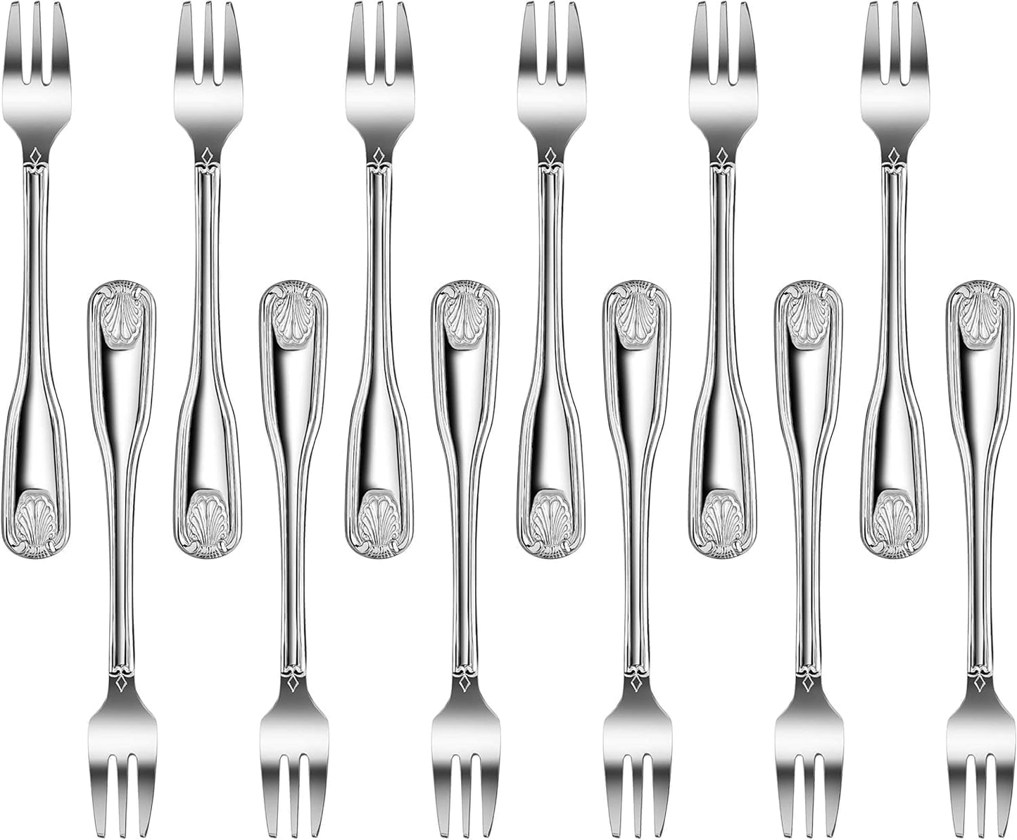 New Star Foodservice 58321 Shell Pattern, 18/0 Stainless Steel, Oyster Fork, 6-Inch, Set of 12