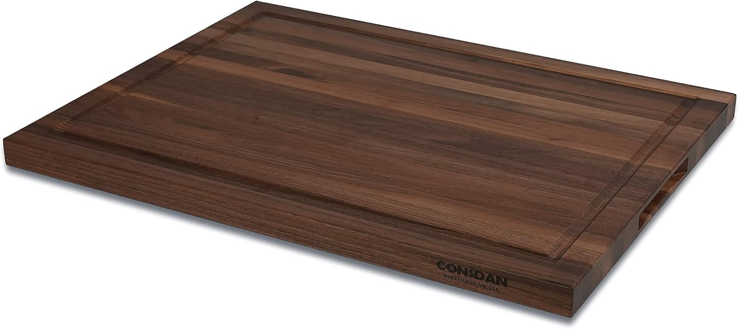 CONSDAN Walnut Cutting Board for Kitchen, USA Grown Hardwood, 20 x 15, with Invisible Inner Handle, Prefinished with Food-Grade Oil, Suitable for Kitchen Edge Grain, 1" Thick