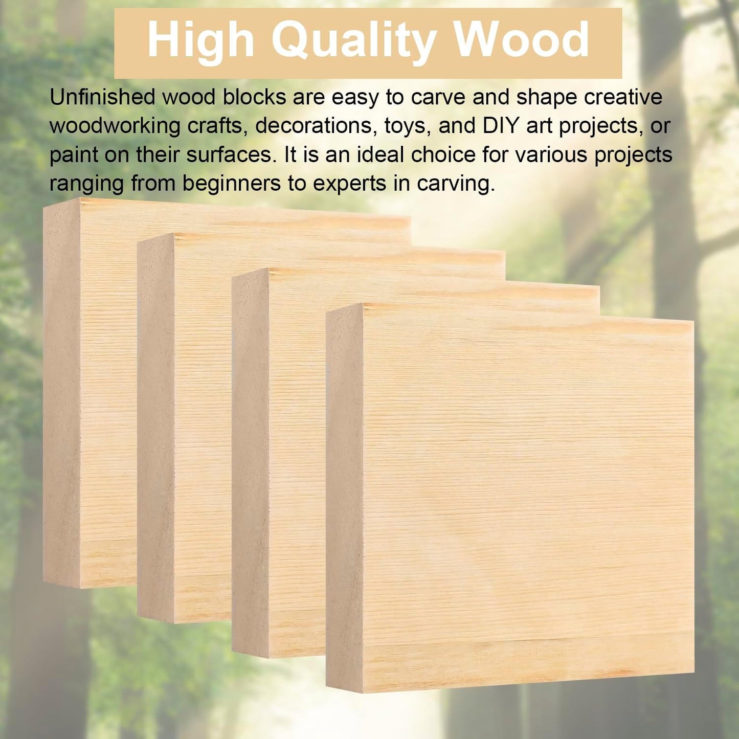 4 Pcs Unfinished Pine Wood Blocks, 3x10x1 Inch Wooden Block, Wood Carving Blocks for Crafting Home Crafts DIY Supplies Carving Crafting