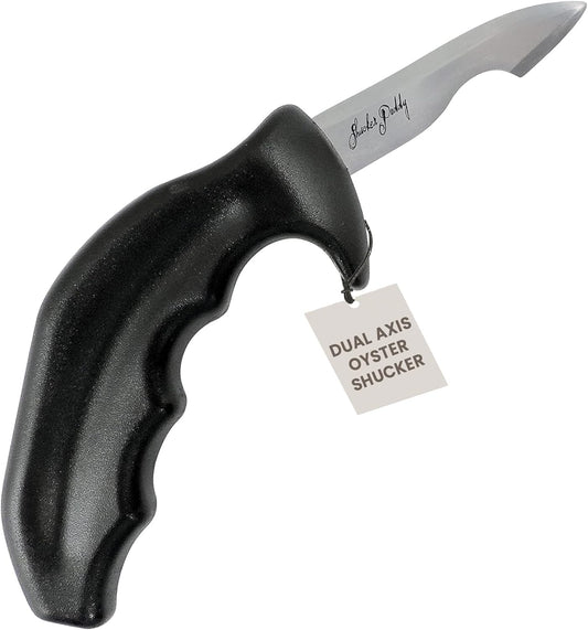 Swissmar Shucker Paddy Original Oyster Shucking Knife – Ergonomic Dual Axis Oyster Shucker Tool with 3" / 7.6 CM Stainless Steel Blade - Perfect for kitchen Collections – Non-Slip Handle, Yellow