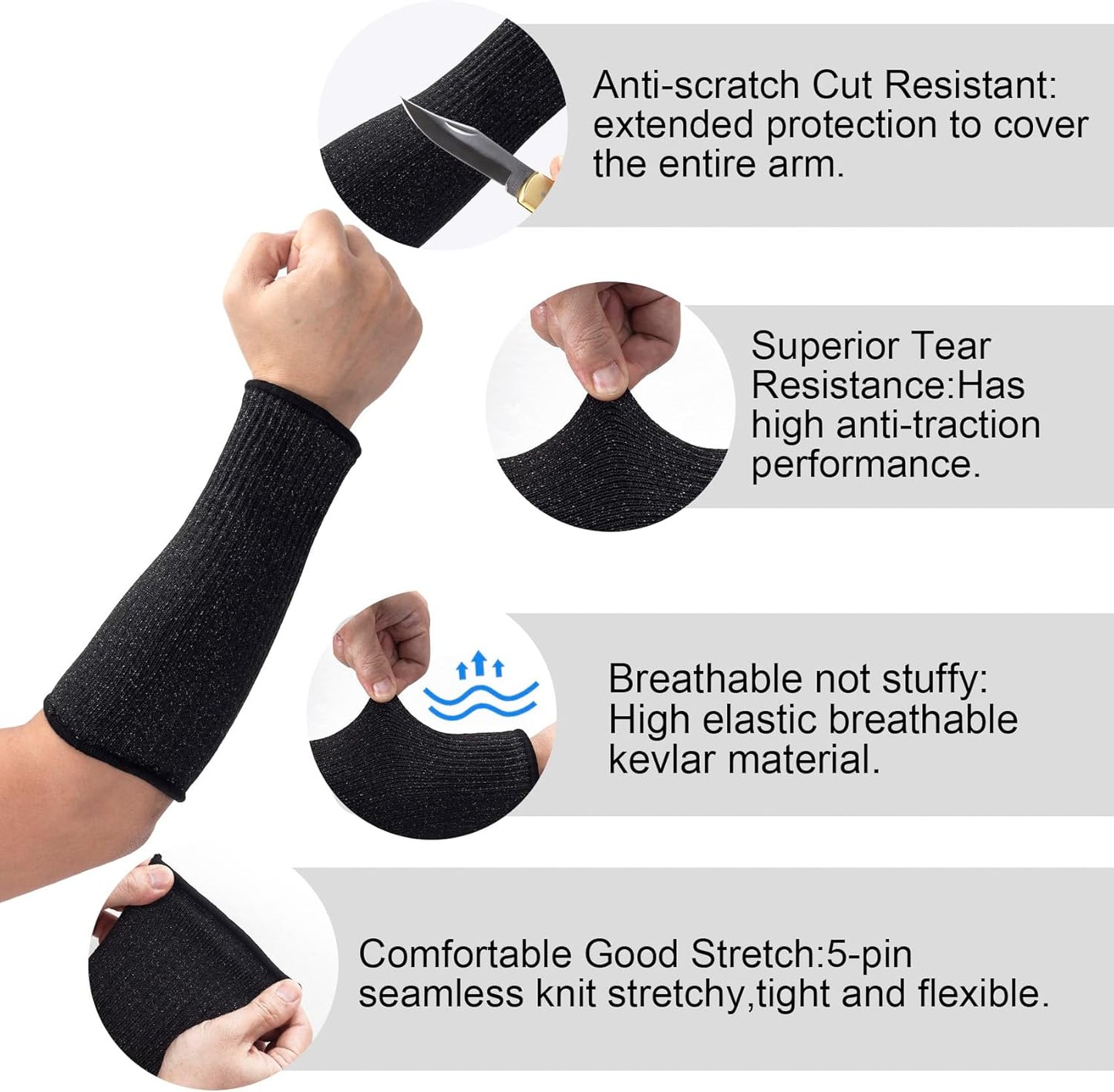 ANCIRS Cut Resistant Sleeves for Arm Protection, Gardening Sleeves, Dog Bite Safety Arm Sleeves