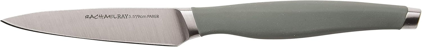 Rachael Ray Cutlery Japanese Stainless Steel Knives Set with Sheaths, 8-Inch Chef Knife, 5-Inch Santoku Knife, and 3.5-Inch Paring Knife, Teal