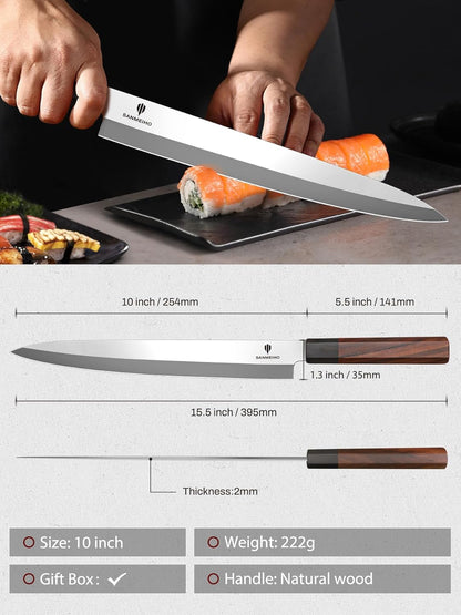 8 Inch Japanese Chef Knife, Hand Forged Gyuto Knife 9 Layers High Carbon 10CR15MOV Steel Kitchen Knife Ultra Sharp & Durable Professional Japanese Sashimi Knife with Ergonomic Rosewood Handle