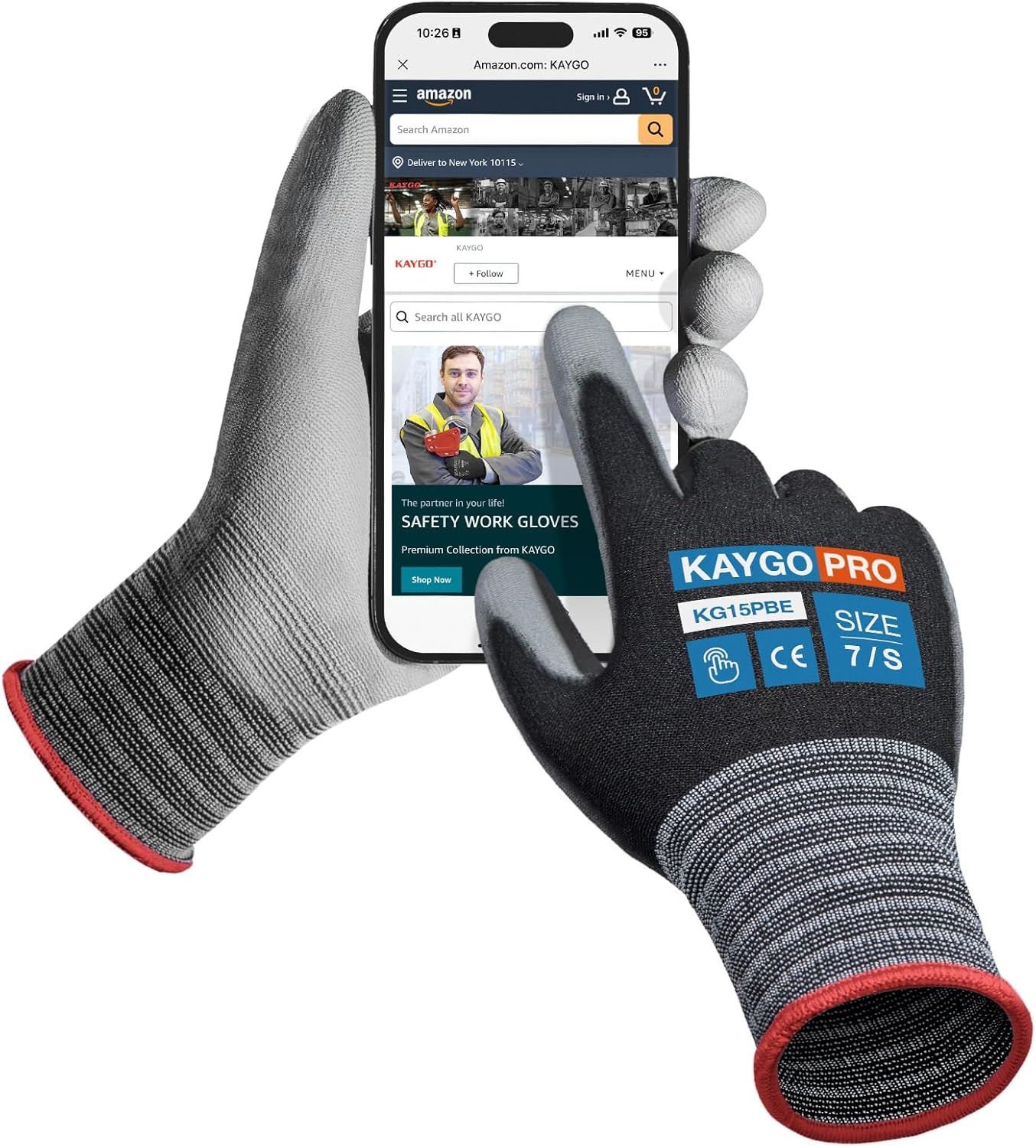 KAYGO Ultra Thin PU Coated Safety Work Gloves, 12 Pairs Nylon Knit, High Dexterity Anti-Slip Breathable Light Duty Gloves for Precision, Warehouse, DIY & Electronics (L,Gray)