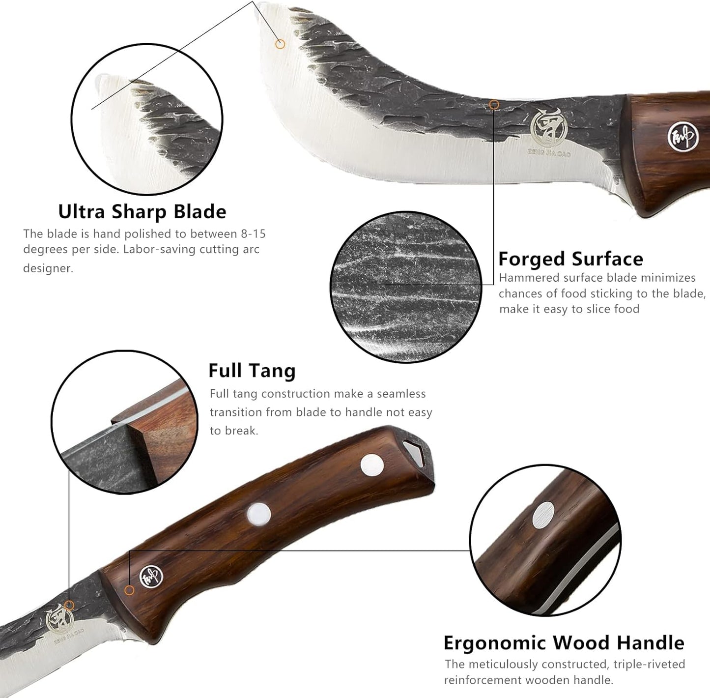 Forged Wide Skinning Knife - Handmade Viking Boning Bushcraft Blade for Hunting and Kitchen - Full Tang with Wooden Handle - Gift for Chefs Hunters Home resturant and Outdoors Enthusiasts