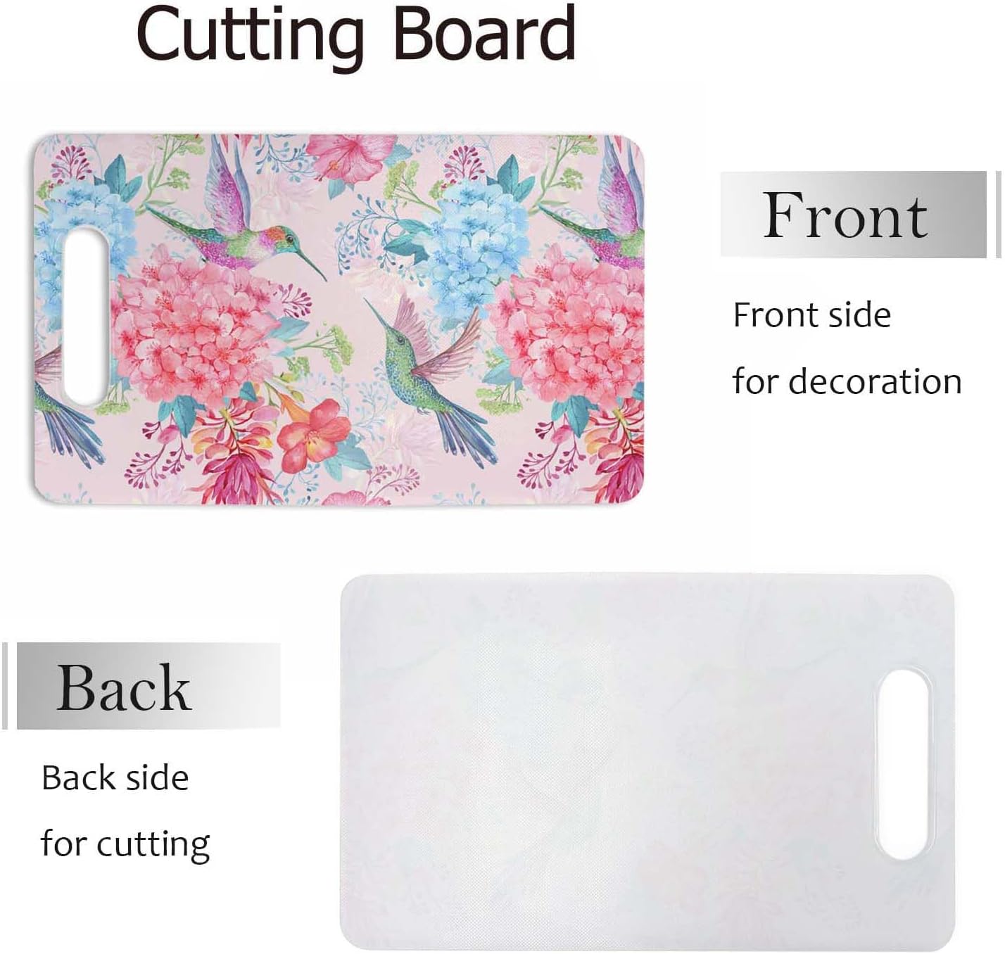 Coffee Set Cutting Board with Handles Coffee Maker Muffin Cup Flower Hot Drink Love Cutting Boards Plastic Safe Chopping Board for Kitchen 16" x 10" x 0.24"