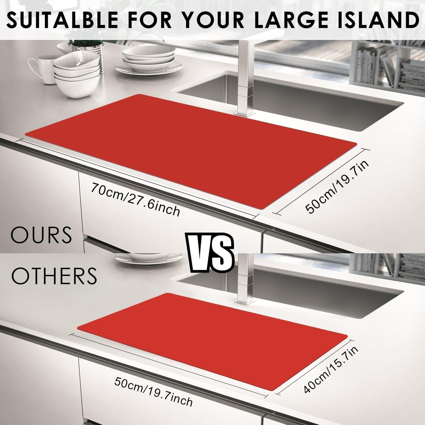 Extra Large Dark Green Countertop Mat - Silicone Table Kitchen Desk Mat - Non-Slip & Heat Resistant - Dinner Placemat Pastry Dough Rolling Mat - Colors B